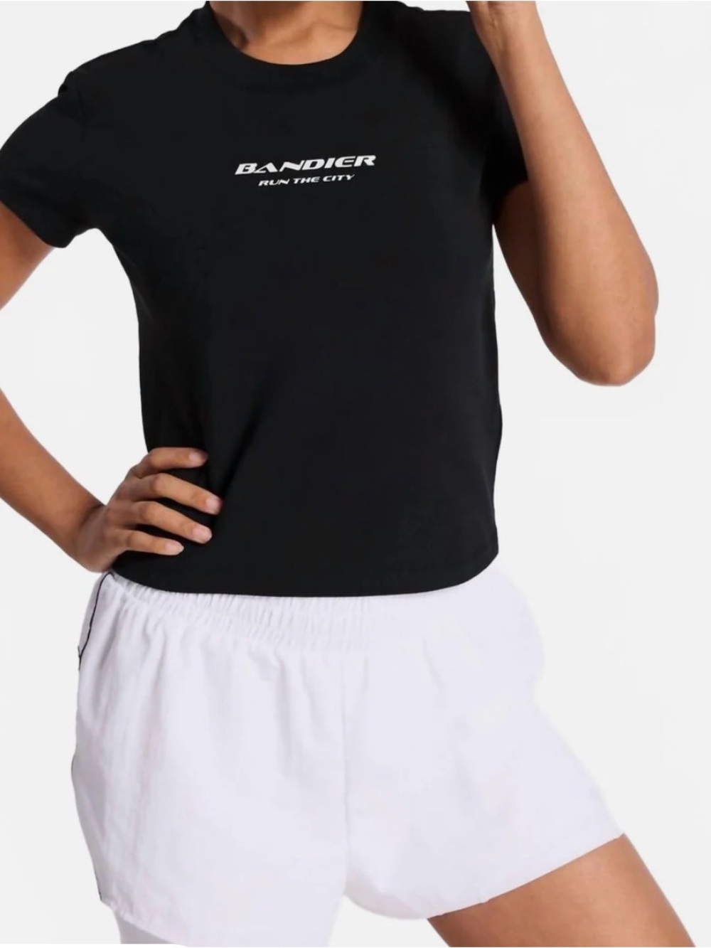Bandier 'Run The City' Black Cropped Tee Sz S $74 MSRP